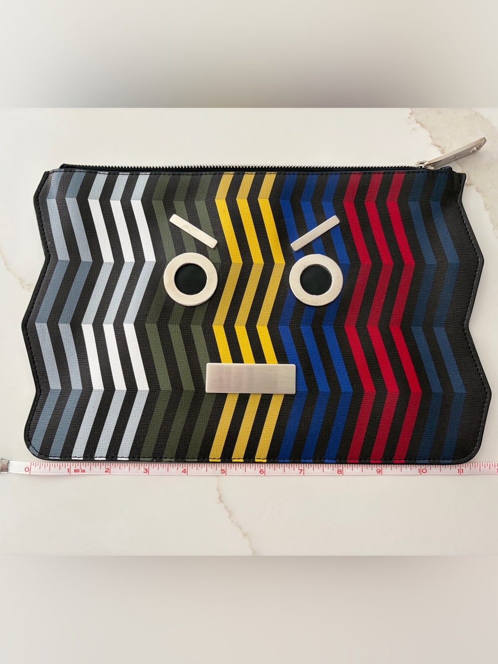 Medium Fendi Faces Collection No Words, Full Stripe Zippered Pouch